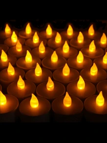 6/12/24pcs LED Christmas Decorative Tea Light Candles, Smokeless Electronic Wax Candles With Built-In Battery - White - View 2