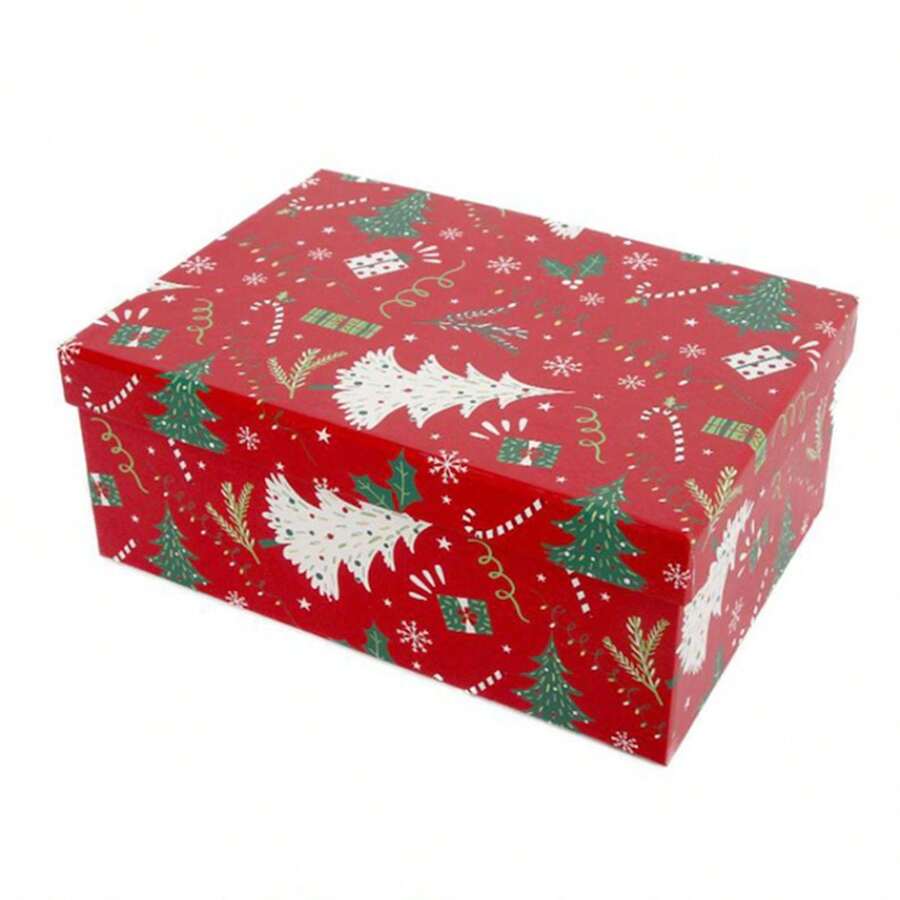 Cajas Para Regalos Con Decoración De Navidad - ARBOLES ROJA - Ver 1