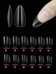 240pcs/box Almond-shaped False Nails - Clear Color Nail Tips - Clear - View 5