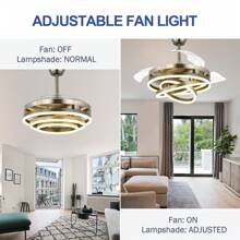 42" Ceiling Fan with Adjustable LED Light Kit, Retractable Fan Blades DC Motor Ceiling Fan with Remote Control for Bedroom
