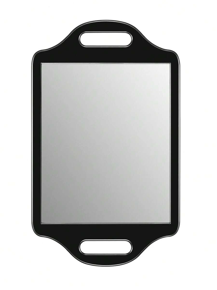 Large Hand Mirror With Handle - Salon Mirror For Hairdressers - Rectangular Hairdresser Hand Mirror (Black) - Black - View 1