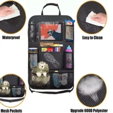 2pcs/pack Foldable Car Backseat Storage Bag - 10 Multi-functional Compartments - Perfect Car Interior Accessory - Black - View 5