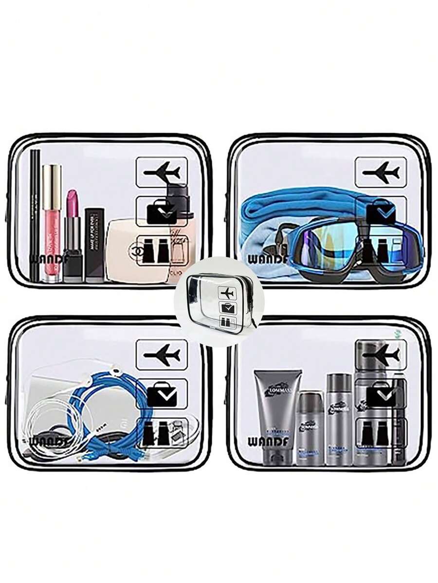 1 件便攜式透明 Pvc 化妝包帶腕帶,防水收納包,適合旅行、戶外活動、護膚品、珠寶、數據線整理