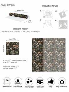 動物植物花卉壁紙,森林葉子設計貼紙,傢俱diy裝飾,可拆式及防水