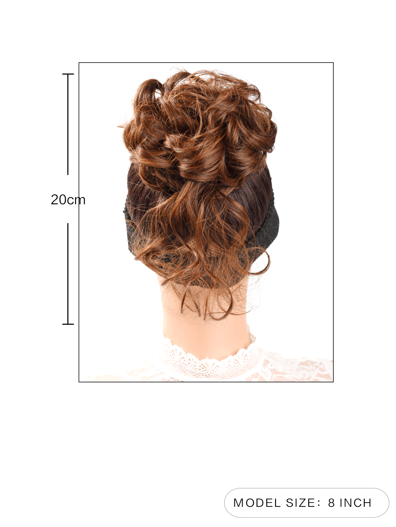 Coque Alto Bagunçado, Barba Longa, Círculo De Peruca, Trança, Cabeça Esférica, Cabelo Encaracolado Ondulado, 20 Cm Preto, Vermelho, Marrom, Amarelo, Anel Elástico Multicolorido, Peruca Sintética De Fibra Sintética Adequada Para Uso Diário - Castanho - Visão 7