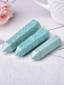 1pc Natural Crystal Point  Stone Healing Obelisk Quartz wand decorated with Reiki Energy Stone pyramid - Blue - View 1