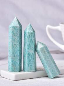 1pc Natural Crystal Point  Stone Healing Obelisk Quartz wand decorated with Reiki Energy Stone pyramid - Blue - View 3