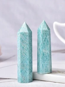 1pc Natural Crystal Point  Stone Healing Obelisk Quartz wand decorated with Reiki Energy Stone pyramid - Blue - View 2