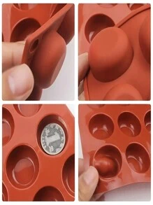 1入組28/24/15個小蛋糕巧克力矽膠模具，圓形，烘焙工具，肥皂模具，果凍模具，蒸包模具 - 紅色 - 查看 5