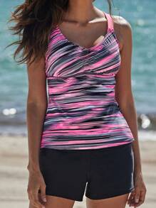 Women Y Back Tankini Bathing Suits Swim Top No Bottom - Pink - View 1