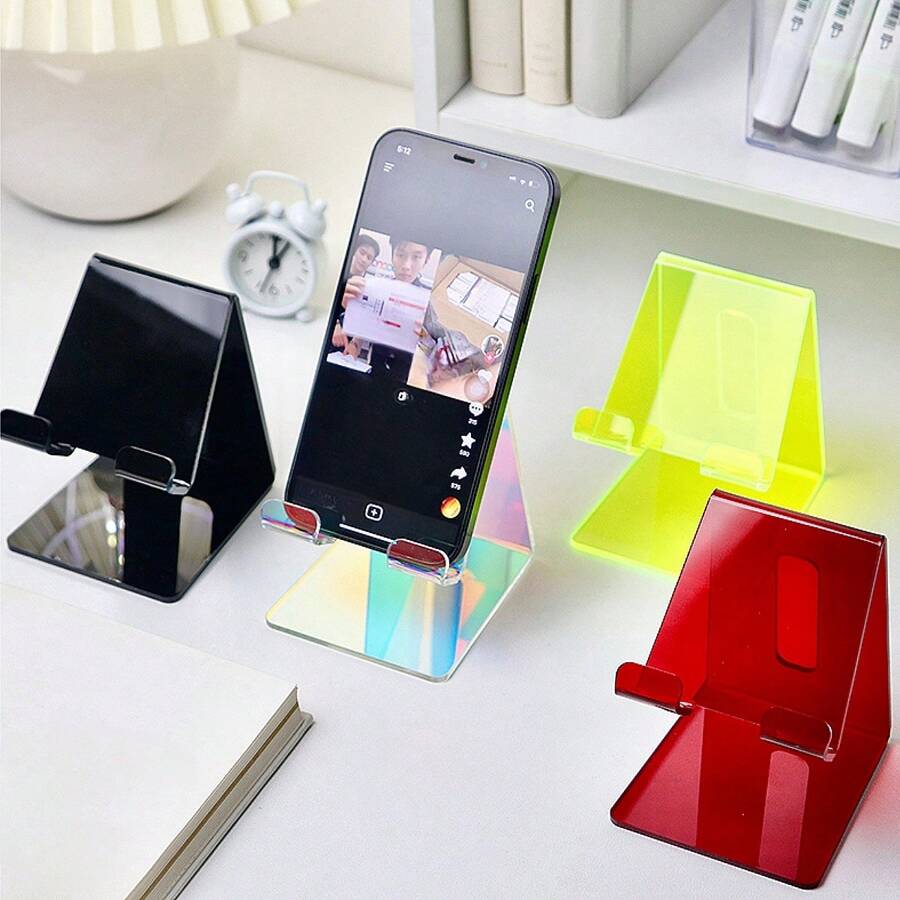 1pc Boxed Multi-Piece Desk Phone Stand, Colorful, Creative Decor, Convenient Charging, Non-Slip Design, Suitable For Multiple Scenarios - Black - View 1