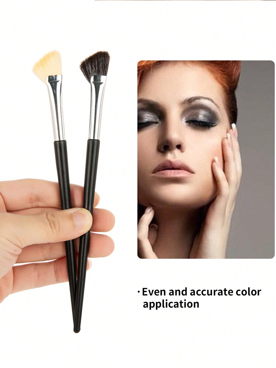 2pcs Half Fanshaped Nose Shadow Brush, Portable Soft Angled Brush For
