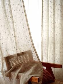 1 Pieza Cortina De Ventana Traslúcida Estilo Japonés De Lino De Color Natural, Diseño Simple, Para Sala De Estar, Dormitorio, Balcón, Aislamiento Térmico