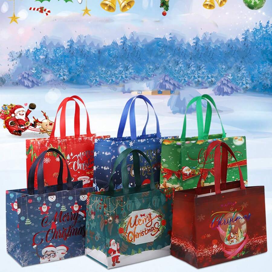 聖誕燙印手提袋、各種風格的糖果零食包裝袋、聖誕派對禮物創意禮物包裝袋、手提袋 - 彩色 - 查看 1