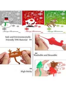 10入組聖誕粘手玩具,聖誕樹、聖誕帽、聖誕老人、雪花、麋鹿、聖誕袜、生日禮物和禮品,壓力緩解玩具