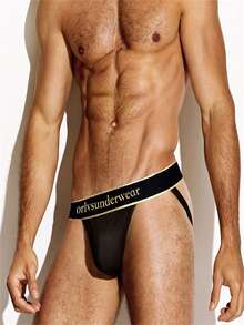 1件装男士新款个性化T字裤，节日送给老公的完美礼物，居家穿着舒适，低腰双层后背三角裤，男士三角内裤 - 黑色 - 查看 1