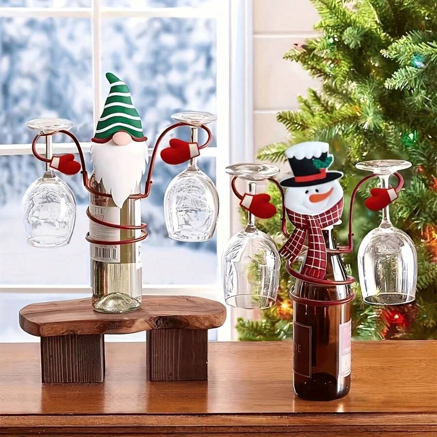 1pc Wine Glass Holder, Snowman Christmas Old Man Wine Glass Rack, Holiday Atmosphere Decoration, Room Decoration, Kitchen Decoration