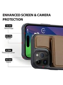 Iphone Cases For Men 1pc Brown Phone Case With Card Holder, Pu Leather Case Compatible With IPhone 15 Pro/15 Pro Max - Brown - View 6