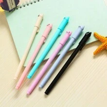 6pcs Cartoon Cute Cat Tail Swing Design Neutral Pen Black Ink Ballpoint Pen - Multicolor - View 4