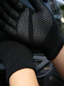 1雙男女適用織物高彈性觸屏手套,適用於秋冬戶外活動、騎行、健身,防滑、耐磨和保暖