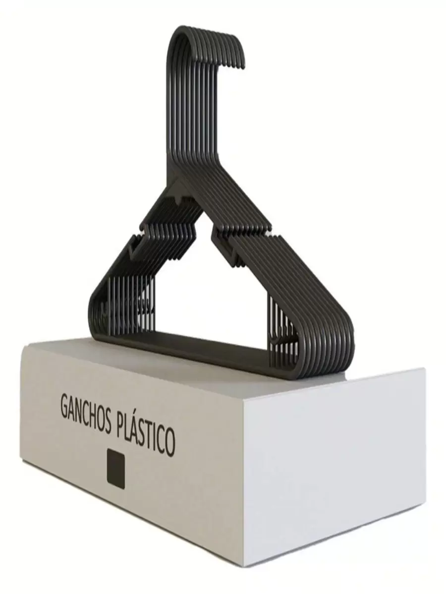 Ganchos Para Ropa Color Negro 100 Piezas. Originales - Negro - Ver 1