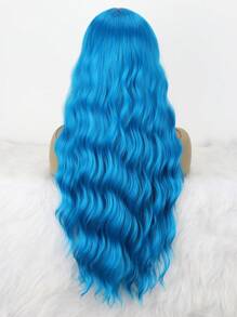 26inch Long Synthetic Machine Woven Wig, Blue, Curly Wavy Hairstyle - Blue - View 5