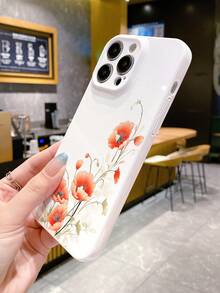1入組全覆蓋花卉印花保護殼，適用於iPhone 15系列手機 - 白色 - 查看 2