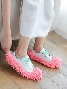 2 Piezas/set Cubiertas De Zapatos Removibles Con Paño De Limpieza De Piso, Mopa Mixta Y Multifuncional Que Se Puede Lavar - Marrón - Ver 4