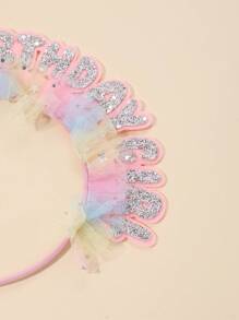 Birthday Party Series Rainbow Lace Headband For Girls, 1pc