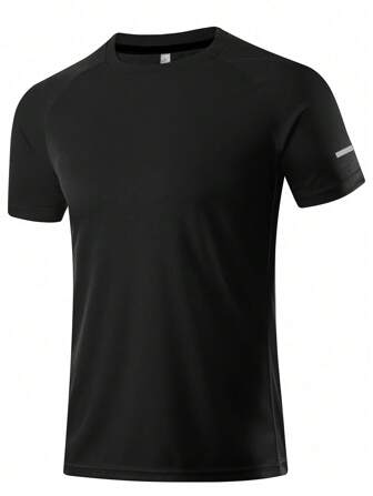 Camiseta Deportiva Casual Para Hombres Con Entrenamiento De Secado Rápido, Alta Elasticidad Y Ajuste Holgado, Para Fitness Y Actividades Al Aire Libre. Ropa De Gimnasia Básica Con Cuello Redondo Para Hombres.