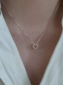 GAGAFEEL 1 件简约经典 S925 纯银心形项链，心形吊坠锁骨链，适合女士礼物