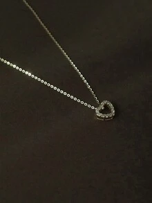 GAGAFEEL 1 件简约经典 S925 纯银心形项链，心形吊坠锁骨链，适合女士礼物