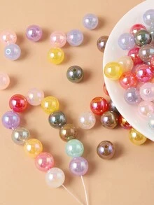 30 件/套直孔壓克力多色圓珠,非常適合日常 Diy 項鍊、手鍊製作和珠寶批發。 - 彩色 - 查看 2