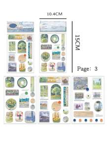 3pcs/pack Retro & Fresh & Lovely Series Ins Style Stickers For Journaling Decoration - Blue - View 2
