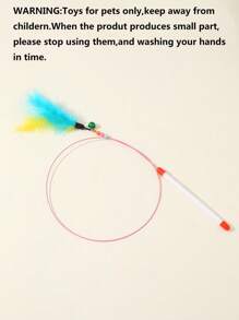1pc Feather Detail Cat Teaser Stick, Cat Interactive Fishing Pole Toys For Indoor Cats To Play Chase Exercise With Bell - View 7