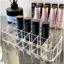 1pc Acrylic Lipstick Organizer With Multiple Slots, Transparent Storage Rack For Makeup On Desk, Lipstick Holder Step Design - Clear - View 1