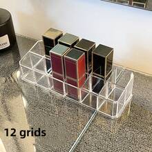 1pc Acrylic Lipstick Organizer With Multiple Slots, Transparent Storage Rack For Makeup On Desk, Lipstick Holder Step Design - Clear - View 6