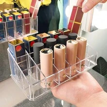 1pc Acrylic Lipstick Organizer With Multiple Slots, Transparent Storage Rack For Makeup On Desk, Lipstick Holder Step Design - Clear - View 5