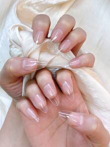 240pcs/box Almond-shaped False Nails - Clear Color Nail Tips - Clear - View 7