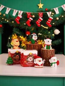 1 Miếng Nhựa Giáng sinh Thú vật Đồ chơi Qủa tặng Đối với Trẻ em , Con hươu , Cây thông noel , Ông già Noen , Người tuyết Đồ trang trí Bức tượng nhỏ , Nhà  Trang trí Vật trang trí , Thích hợp Cho bữa tiệc Và Qủa tặng - Nhiều màu - Xem 6