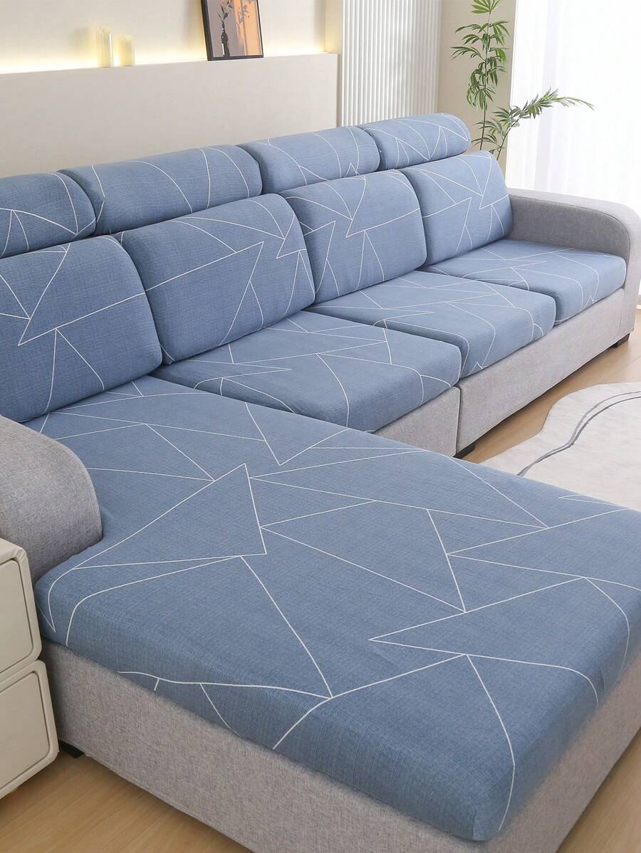 1 件印花彈性沙發墊套 - 藍色 - 查看 1