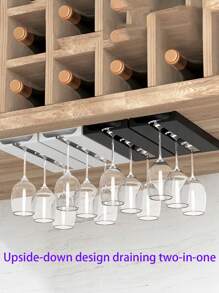 1入紅酒杯掛架,不需打孔的懸掛杯架,廚房必備 - 黑色 - 查看 1