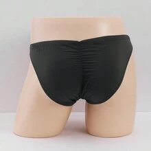 男士性感內褲低腰冰絲男士三角褲透明瘦身透氣褲底