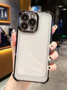 高级奢华电镀黑色透明手机壳,适用于 17 Pro Max/17 Pro/17 Air/17/16 Pro Max/16/16 Pro/16 Plus/15/15 Pro Max/15 Pro/15 Plus/11/12/13/14 Pro Max/XS/XR/11 Pro/11 Pro Max/12 Pro/12 Pro Max/13 Pro/13 Pro Max/7 Plus/14 Pro/14 Pro Max/14 Plus/7 Plus/8 Plus/8/SE2,软壳全覆盖防摔加固角 - 黑色 - 查看 5