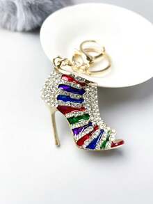1 件鋅合金鍍金水鑽 Dr 多色水晶鞋鑰匙圈女孩作為節日送給朋友的創意禮物 - 金色 - 查看 1