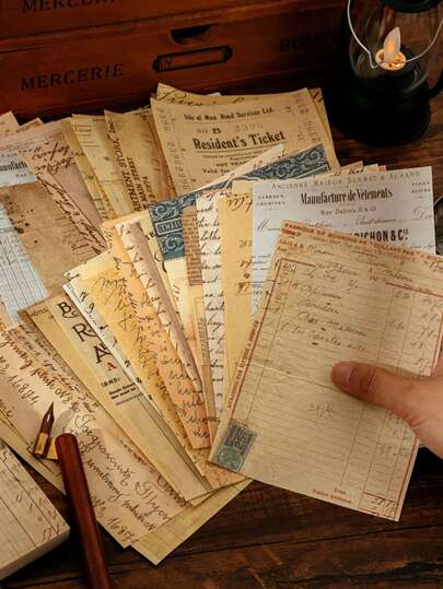 100张复古艺术仿真书页、油画、花卉拼贴、剪贴簿、DIY装饰背景材料彩纸、学校用品、返校