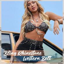 1條女士鑽石皮帶,適合西部牛仔女士穿牛仔褲裙子的亮晶晶腰帶