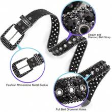 1條女士鑽石皮帶,適合西部牛仔女士穿牛仔褲裙子的亮晶晶腰帶