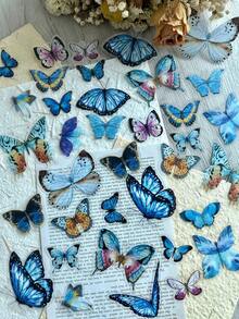 40pcs/pack Retro Butterfly & Dragonfly Pet Sticker Set For Scrapbooking, Journaling, Cardmaking, Etc. - Multicolor - View 2