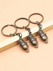 3 件音樂鑰匙扣音符高音吊墜鑰匙扣吉他鑰匙扣麥克風鑰匙扣 - 銅色 - 查看 1